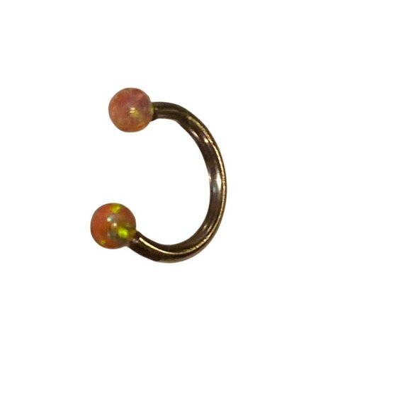316L Surgical Steel Internally Threaded Horseshoe Barbell with Synthetic Opal - Picture 5 of 5